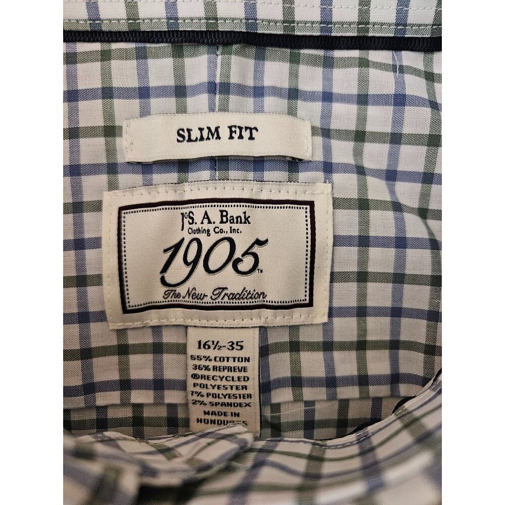 Jos. A. Bank 1905 Collection Slim Fit Plaid Button-Down Shirt Mens 16.5/35 - Picture 2 of 7